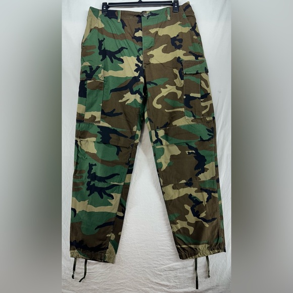 Vintage US Military Pants Men's L Long Woodland Camo Ripstop Hot Weather Cargo - Picture 10 of 16
